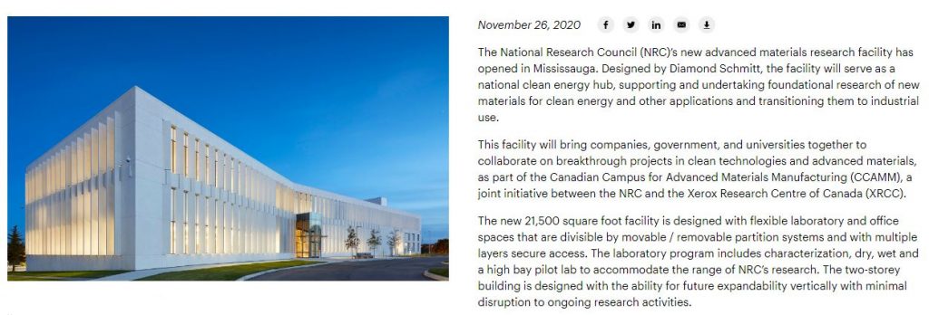 NRC Mississauga Advanced Materials Research Facility Interior